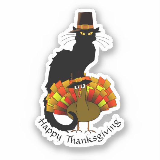 Pelgrim Le Chat Noir Thanksgiving  Sticker (Voorkant)