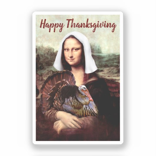 Pelgrim Mona Lisa Thanksgiving Sticker (Voorkant)