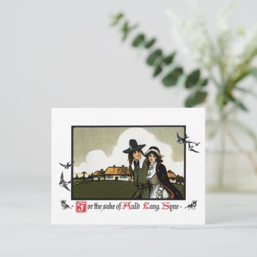 Pelgrim Paar  Nieuwjaarsdag Feestdagenkaart (Staand voorkant)