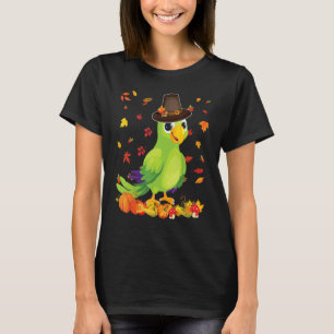 Pelgrim Papegaai Gelukkig Thanksgiving Dankbaar Po T-shirt