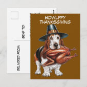 Pelgrim pet dragen Basset Hound Thanksgiving Briefkaart (Voorkant / Achterkant)