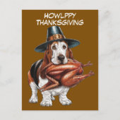 Pelgrim pet dragen Basset Hound Thanksgiving Briefkaart (Voorkant)