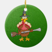 pelgrim turkije die musket vasthoudt keramisch ornament (Achterkant)