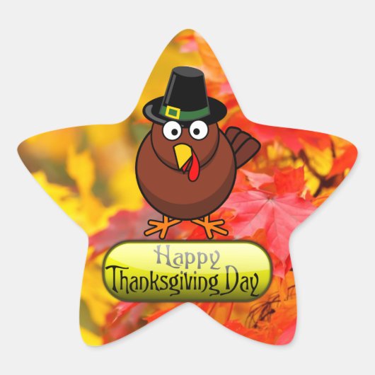 Pelgrim Turkije - Happy Thanksgiving Day Ster Sticker (Voorkant)