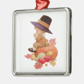  pelgrimjongen die op pompoen bidt metalen ornament (Links)