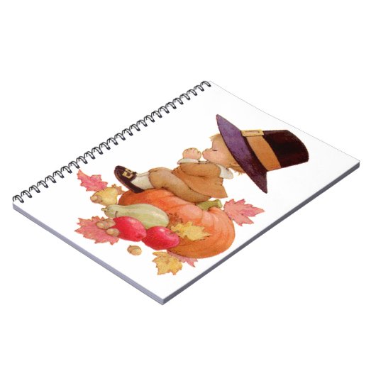  pelgrimjongen die op pompoen bidt notitieboek (Linkerzijde)