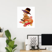  pelgrimjongen die op pompoen bidt poster (Thuiskantoor)