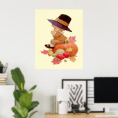  pelgrimjongen die op pompoen bidt poster (Thuiskantoor)