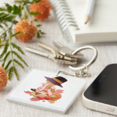  pelgrimjongen die op pompoen bidt sleutelhanger (Voorkant Rechts)