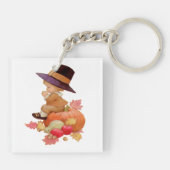  pelgrimjongen die op pompoen bidt sleutelhanger (Achterkant)