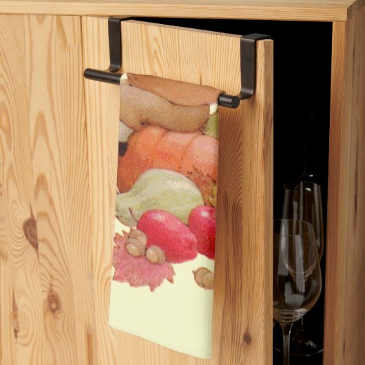 pelgrimjongen die op pompoen bidt theedoek (Derde Gevouwen)