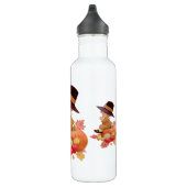 pelgrimjongen die op pompoen bidt waterfles (Rechts)