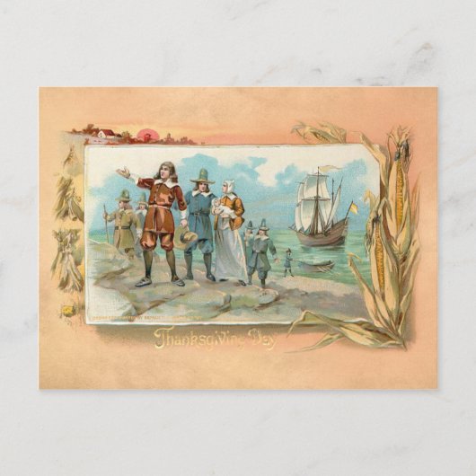  pelgrims aan het land bij Plymouth Rock Briefkaart (Voorkant)