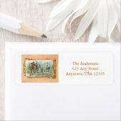  pelgrims aan het land bij Plymouth Rock Etiket (Insitu)