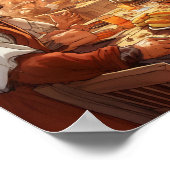 Pelgrims delen Thanksgiving maaltijd met vrienden Poster (Hoek)