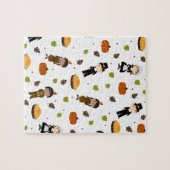 Pelgrims en indianen patroon - Thanksgiving Legpuzzel (Horizontaal)