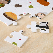 Pelgrims en indianen patroon - Thanksgiving Legpuzzel (Zijkant)