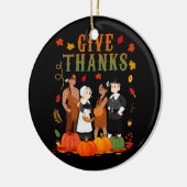 Pelgrims en inheemse Amerikaanse Indische Thanksgi Keramisch Ornament (Links)