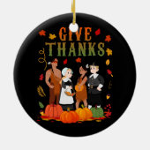 Pelgrims en inheemse Amerikaanse Indische Thanksgi Keramisch Ornament (Achterkant)