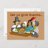 Pelgrims geven Bedankt Feestdagenkaart (Voorkant / Achterkant)