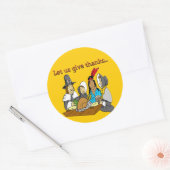Pelgrims geven Bedankt Ronde Sticker (Envelop)