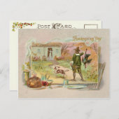 pelgrims met Thanksgiving binnenste Feestdagenkaart (Voorkant / Achterkant)