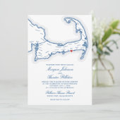 Pelham House Resort Trouwuitnodiging | Cape Cod Kaart (Staand voorkant)