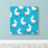 Pelicaans patroon canvas afdruk (Insitu (Houten vloer))