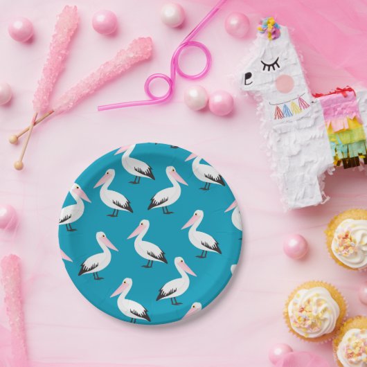 Pelicaans patroon papieren bordje (Feest)