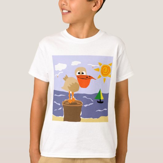 Pelican aan de Beach Art T-shirt (Voorkant)