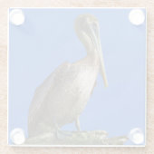 Pelican aan een ledemaat glazen onderzetter (Achterkant)