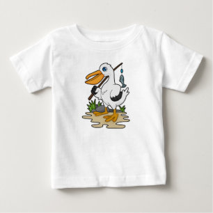Pelican als Fisher met Geviste staaf en vis