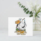 Pelican als Fisher met Geviste staaf en vis Briefkaart (Staand voorkant)