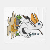 Pelican als Fisher met Geviste staaf en vis Fleece Deken (Voorkant (Horizontaal))