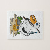 Pelican als Fisher met Geviste staaf en vis Legpuzzel (Horizontaal)