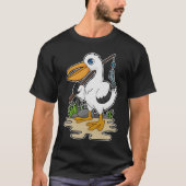 Pelican als Fisher met Geviste staaf en vis T-shirt (Voorkant)