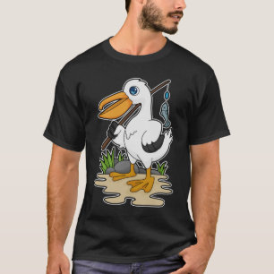 Pelican als Fisher met Geviste staaf en vis T-shirt