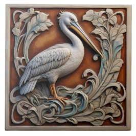 Pelican - Art Nouveau Keramische Tegel Tegeltje