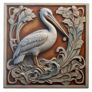 Pelican - Art Nouveau Keramische Tegel Tegeltje