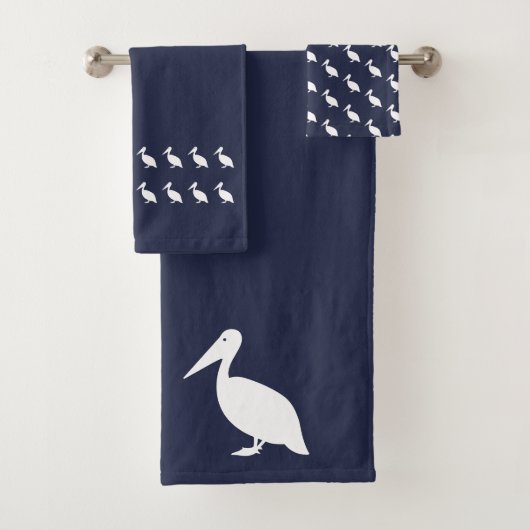 Pelican Bath Ocean Blauw met witte handdoek set (Insitu)