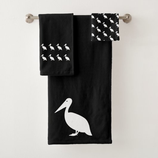 Pelican Bath Zwart-witte handdoekset Bad Handdoek (Insitu)