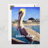 Pelican Beach Bird Foto Sun Day Stylish Script Briefkaart (Voorkant / Achterkant)