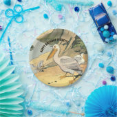 Pelican Beach Illustration Birthday Papieren Bordje (Feest)