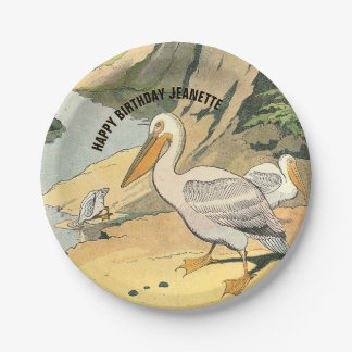 Pelican Beach Illustration Birthday Papieren Bordje
