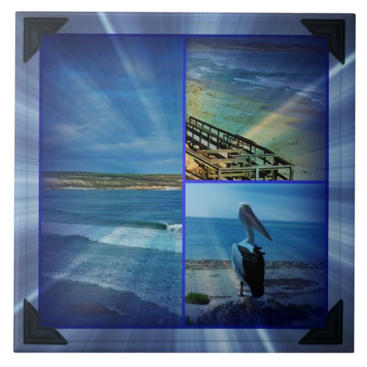 Pelican Beach Sparkle Collage Tegeltje (Voorkant)
