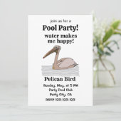 Pelican Bird Beach Pool Feest Kaart (Staand voorkant)