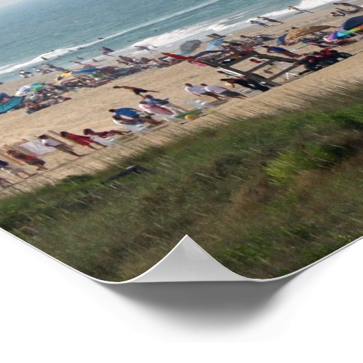 Pelican Bird Gang vliegt over OBX-strand Poster (Hoek)