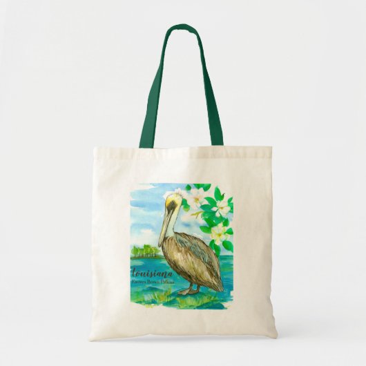 Pelican Bird Lake Ponchetrain Waterverf Tote Bag (Voorkant)
