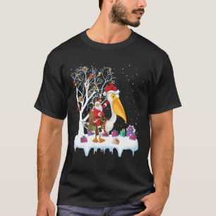 Pelican Bird Lover Xmas Gift Santa Riding Pelican T-shirt