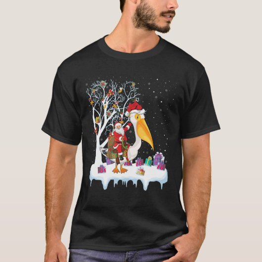 Pelican Bird Lover Xmas Gift Santa Riding Pelican T-shirt (Voorkant)